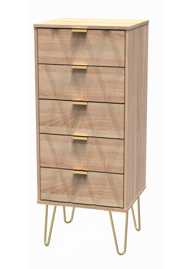 Swift Prism 5 Drawer Bedside Cabinet (107.5cm x 41.5cm x 39.5cm)