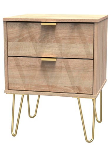 Swift Prism 2 Drawer Bedside Table (50.5cm x 41.5cm x 39.5cm)