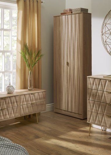 Swift Prism 2 Drawer Midi Bedside Cabinet (52.5cm x 39.5cm x 57cm)