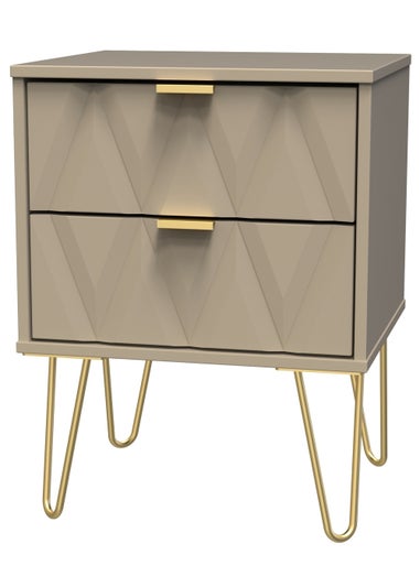 Ready Assembled Prism 2 Drawer Bedside Table