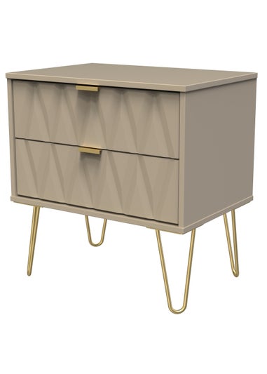 Swift Prism 2 Drawer Midi Bedside Cabinet (52.5cm x 39.5cm x 57cm)