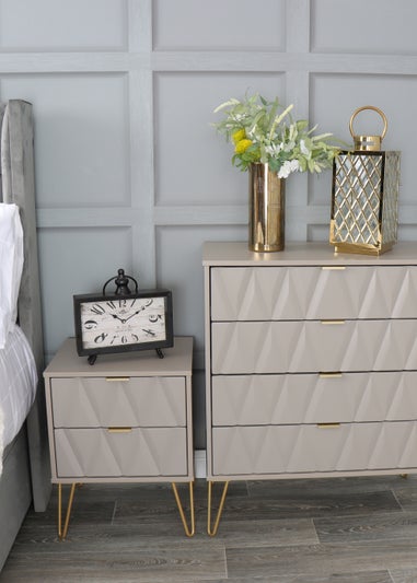 Swift Prism 2 Drawer Midi Bedside Cabinet (52.5cm x 39.5cm x 57cm)