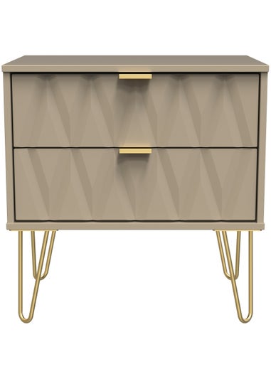 Swift Prism 2 Drawer Midi Bedside Cabinet (52.5cm x 39.5cm x 57cm)