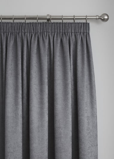 Fusion Galaxy Dimout Grey Pencil Pleat Curtains