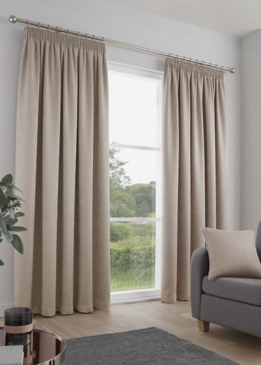 Fusion Galaxy Dimout Beige Pencil Pleat Curtains