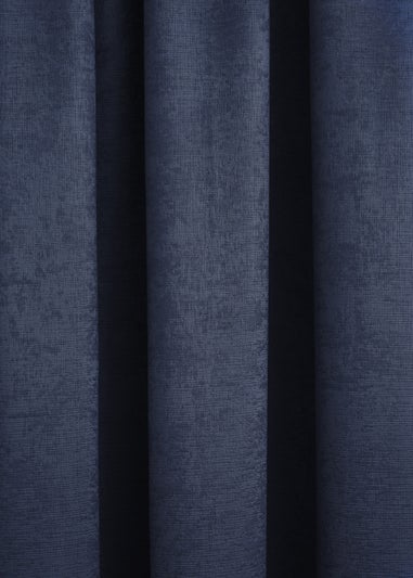 Fusion Galaxy Dimout Navy Pencil Pleat Curtains