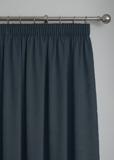 Fusion Galaxy Dimout Navy Pencil Pleat Curtains