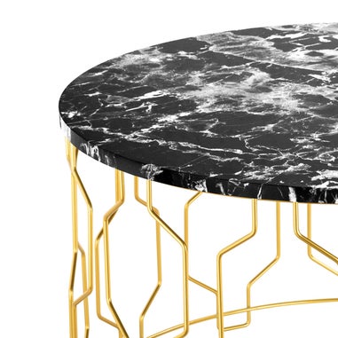 LPD Furniture Grace Coffee Table Black Marble (370x630x630mm)