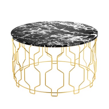 LPD Furniture Grace Coffee Table Black Marble (370x630x630mm)