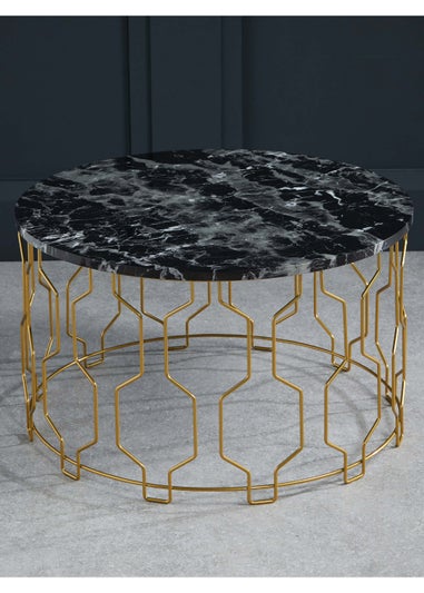 LPD Furniture Grace Coffee Table Black Marble (370x630x630mm)