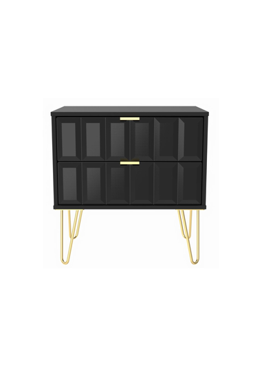 Swift Cube 2 Drawer Midi Bedside Cabinet (52.5cm x 39.5cm x 57cm)