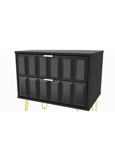 Swift Cube 2 Drawer Midi Bedside Cabinet (52.5cm x 39.5cm x 57cm)