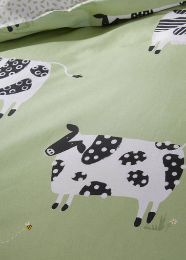 Fusion Daisy Green Cow Reversible Duvet Cover