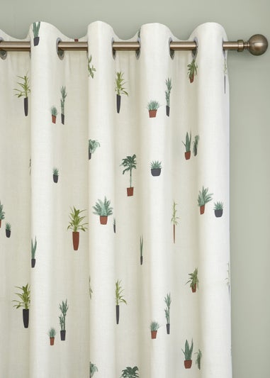 Fusion Cactus Pair of Eyelet Curtains