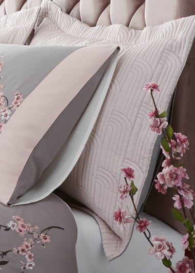 Catherine Lansfield Embroidered Blossom Quilted Pillowcase Pair