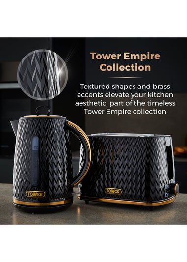 Tower Empire 3KW 1.7L Kettle Black with Brass Accents