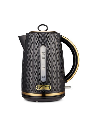 Tower Empire 3KW 1.7L Kettle Black with Brass Accents