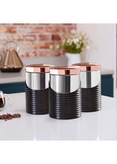 Tower Linear Rose Gold Set Of 3 Canister