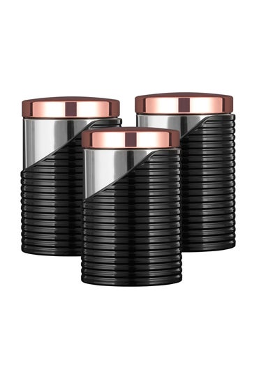 Tower Linear Rose Gold Set Of 3 Canister