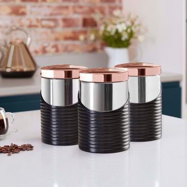 Tower Linear Rose Gold Set Of 3 Canister