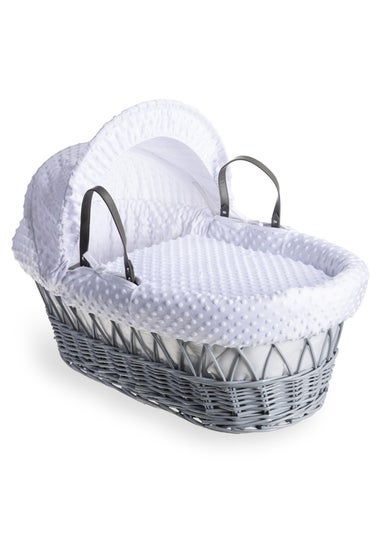 Clair de Lune White Dimple - Grey Wicker Moses Basket