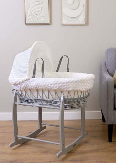 Clair de Lune White Dimple Wicker Moses Basket