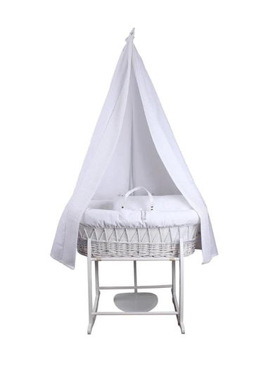 Clair de Lune 6 Piece Waffle Moses Basket & Drape Starter Set