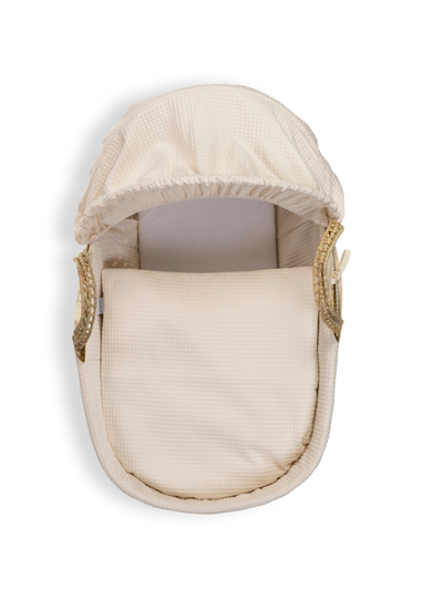 Clair de Lune Cream Waffle Palm Moses Basket with Natural Folding Stand