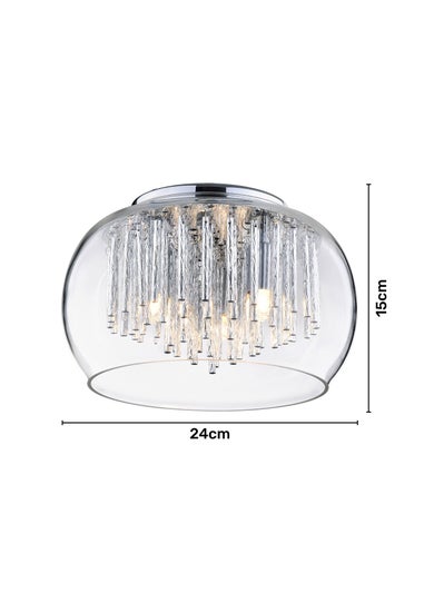 Inlight Chrome Rods 3 Light Flush Ceiling Light (15cm x 24cm x 24cm)