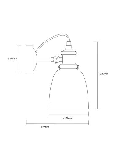 Inlight Warehouse 1 Light Diner Style Wall Light (22cm x 12cm x  26cm)