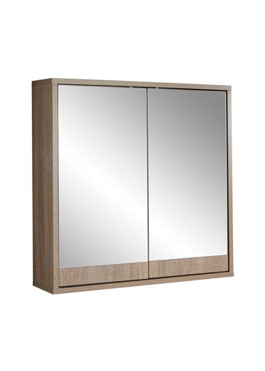 Lloyd Pascal Castleton Oak Effect Double Mirror Cabinet Natural (60cm x 60cm x 15cm)