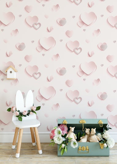 Muriva Glitter Hearts Wallpaper