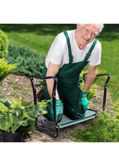 Outsunny 2-in-1 Garden Seat Kneeling Pad & Support Bench (58cm x 28cm x 49cm)