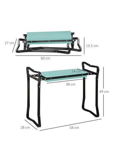 Outsunny 2-in-1 Garden Seat Kneeling Pad & Support Bench (58cm x 28cm x 49cm)