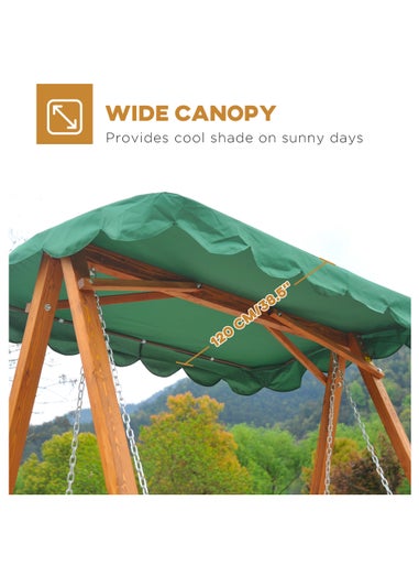 Outsunny Green 3 Seater Wooden Garden Swing Chair (200cm x 130cm x 185cm)