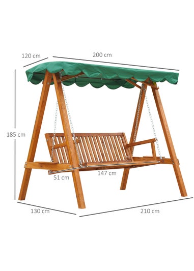 Outsunny Green 3 Seater Wooden Garden Swing Chair (200cm x 130cm x 185cm)