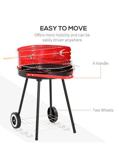 Outsunny Charcoal Trolley Barbecue Grill with Wheels (51cm x 70cm x 75.5cm)