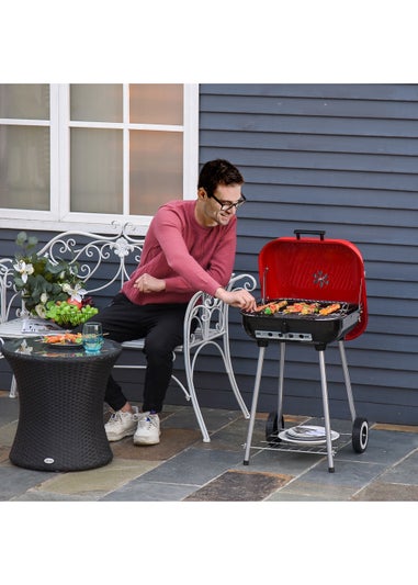 Outsunny Charcoal Trolley Barbecue Garden Grill (45cm x 47.5cm x 70cm)