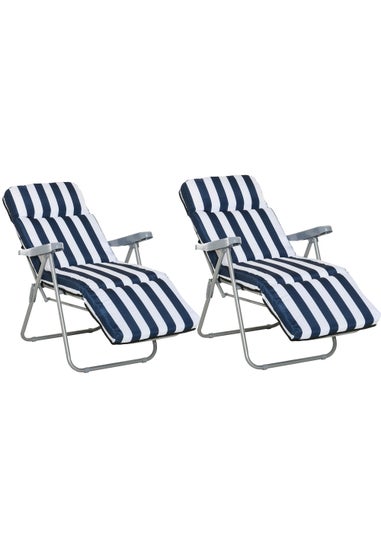 2 Pack Outsunny Folding Sun Loungers