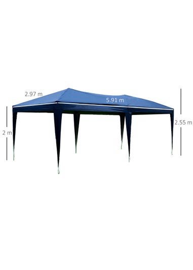 Outsunny 3 x 6 m Garden Pop Up Gazebo, Wedding Party Tent Marquee, Water Resistant Awning Canopy With Sidewalls
