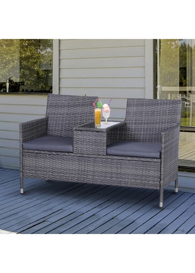 Outsunny 2 Seater Garden Bench with Table (133cm x 65cm x 84cm)