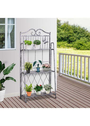 Outsunny 3 Tier Metal Folding Plant Stand (44cm x 25cm x 96cm)