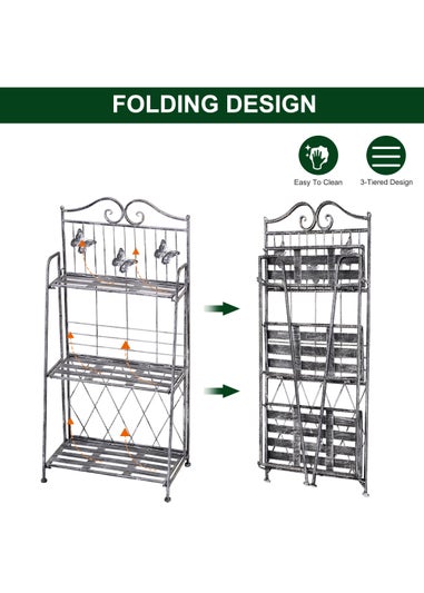 Outsunny 3 Tier Metal Folding Plant Stand (44cm x 25cm x 96cm)