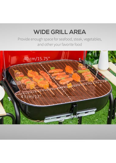 Outsunny Portable Steel Charcoal Barbecue Grill (98cm x 49cm x 81cm)