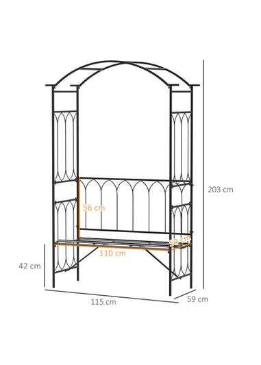 Outsunny Arbour Garden Bench Rose Trellis Arbour Pergola