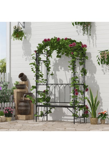 Outsunny Arbour Garden Bench Rose Trellis Arbour Pergola