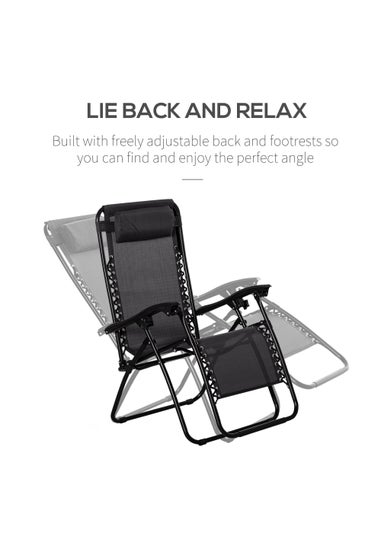 Outsunny 3 PCs Sun Lounger Table & Chairs Set with Cup Holders