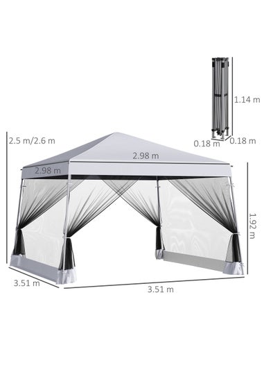 Outsunny Garden Pop Up Gazebo with Mosquito Net (2.6m x 3.6m)