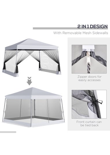 Outsunny Garden Pop Up Gazebo with Mosquito Net (2.6m x 3.6m)
