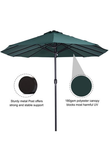 Outsunny Green Double Canopy Sun Umbrella (4.6m)